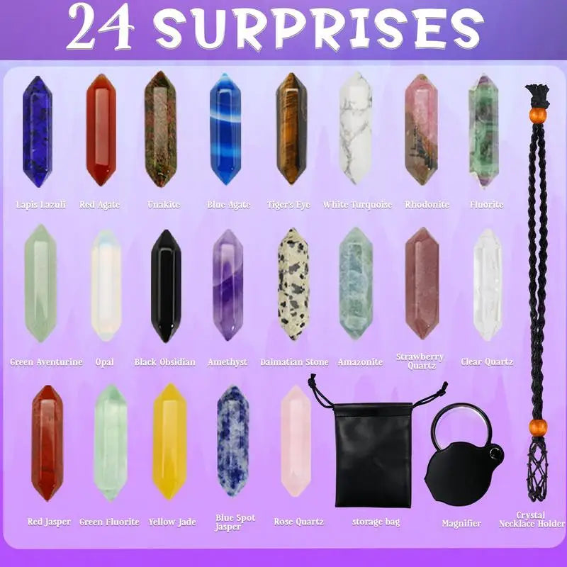 Advent Calendar 24 Natural Gemstones Decorative & Reusable
