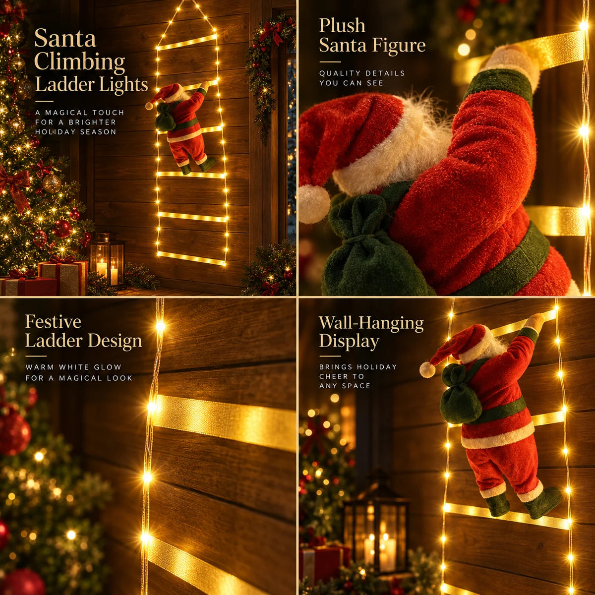 Animated Christmas Decoration Climbing Santa LED Ladder