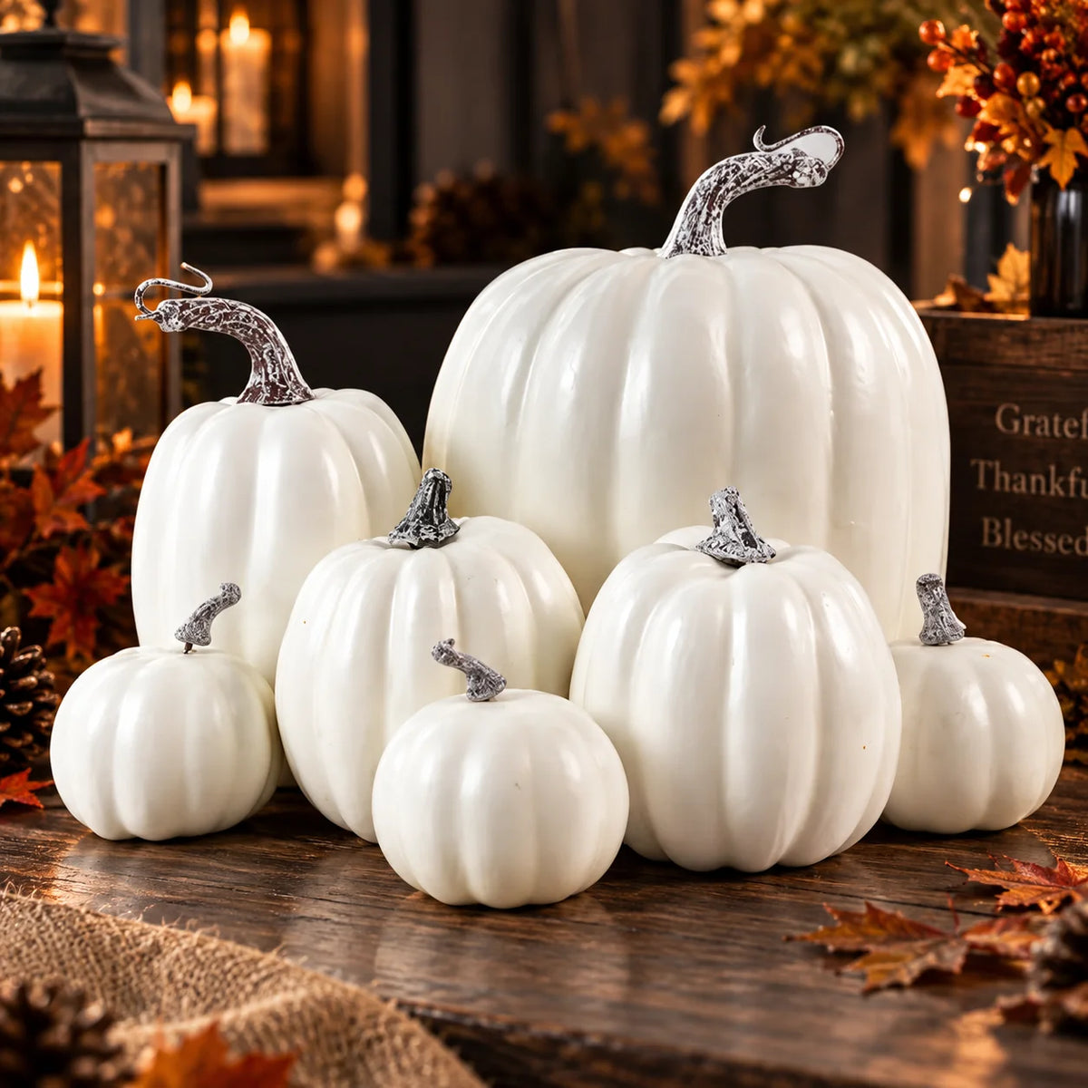 Artificial Pumpkin Set Lightweight Foam Set of 7