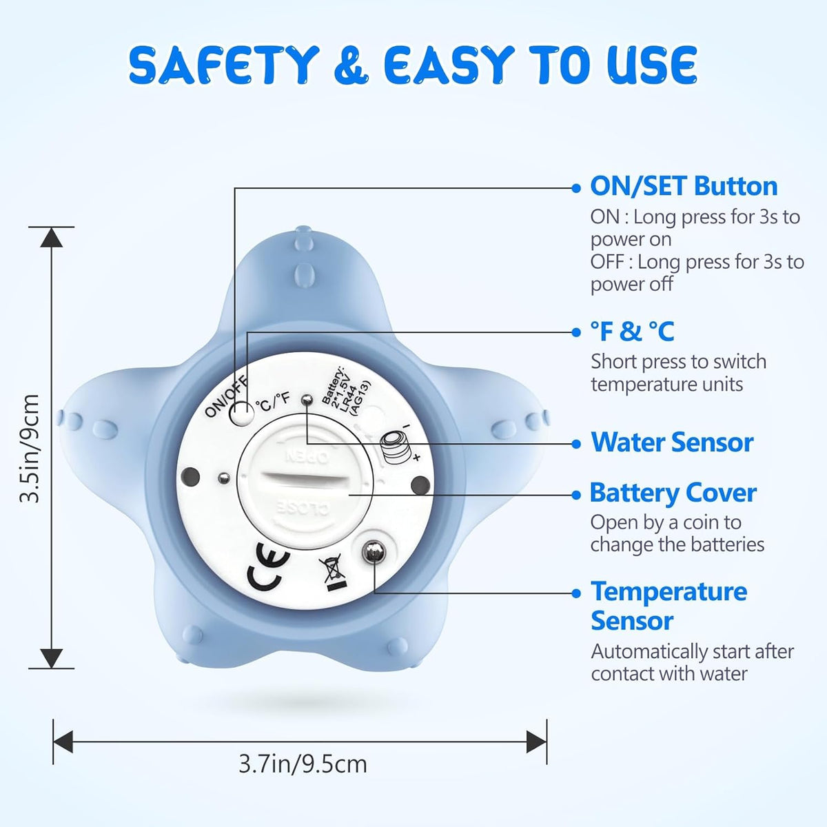 Baby Bath Thermometer Digital 3-Color LED Temperature Alert