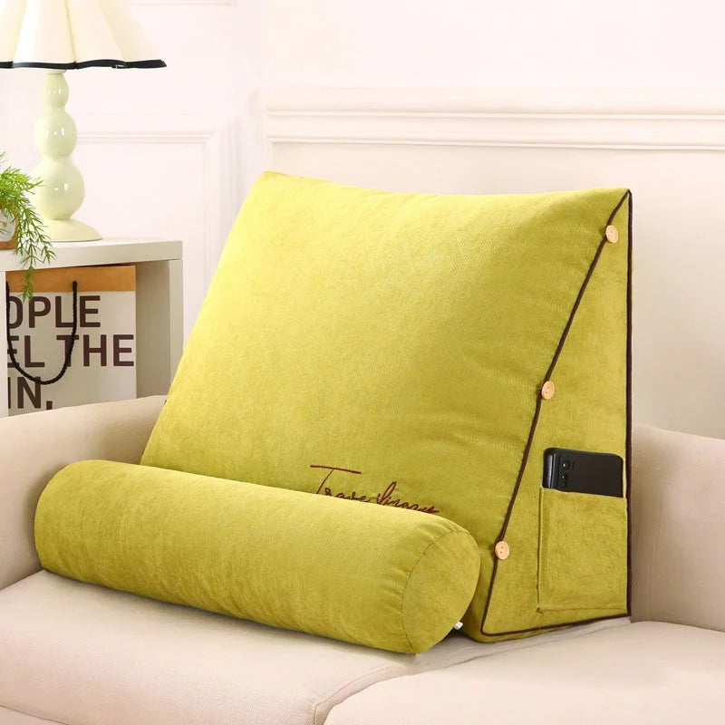 Back Support Pillow Ergonomic Wedge Shape With Side Pocket