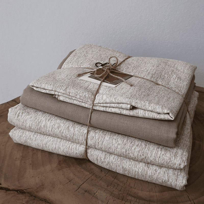 Bedspread Set Cotton-Linen Blend Quilted 4-Piece Set