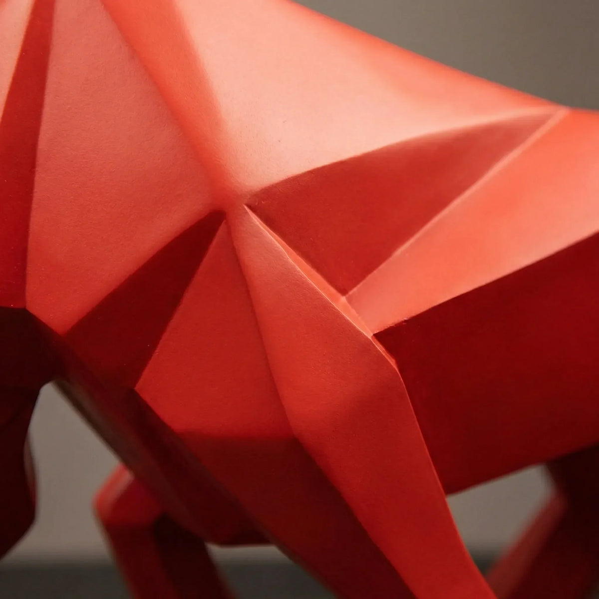 Bull Sculpture Geometric Faceted Matte Finish & Dark Base