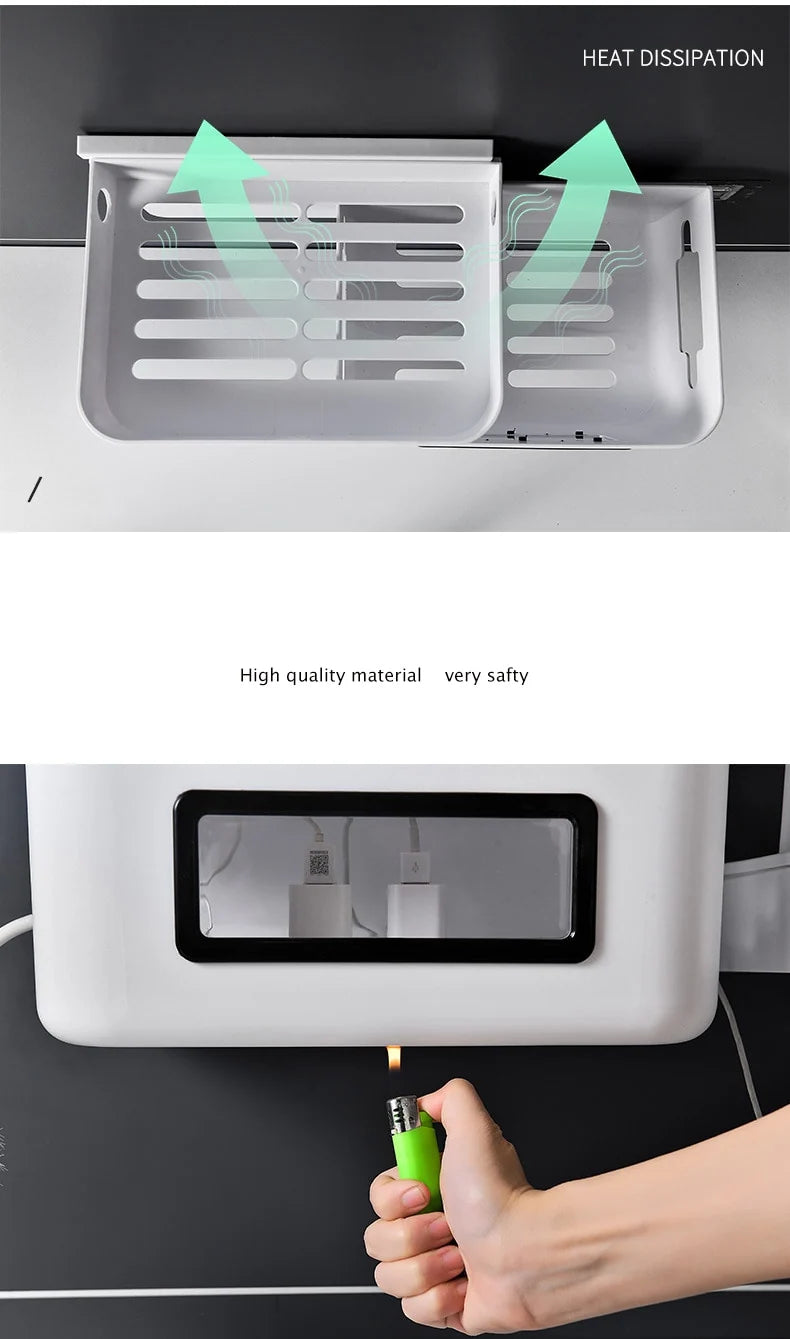 Cable Organizer Box Wall-Mounted Ventilated Router Storage