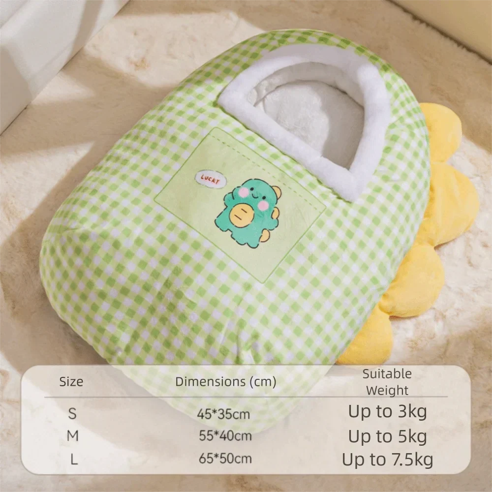 Cat Bed Semi-Enclosed Fleece Interior Non-Slip Base