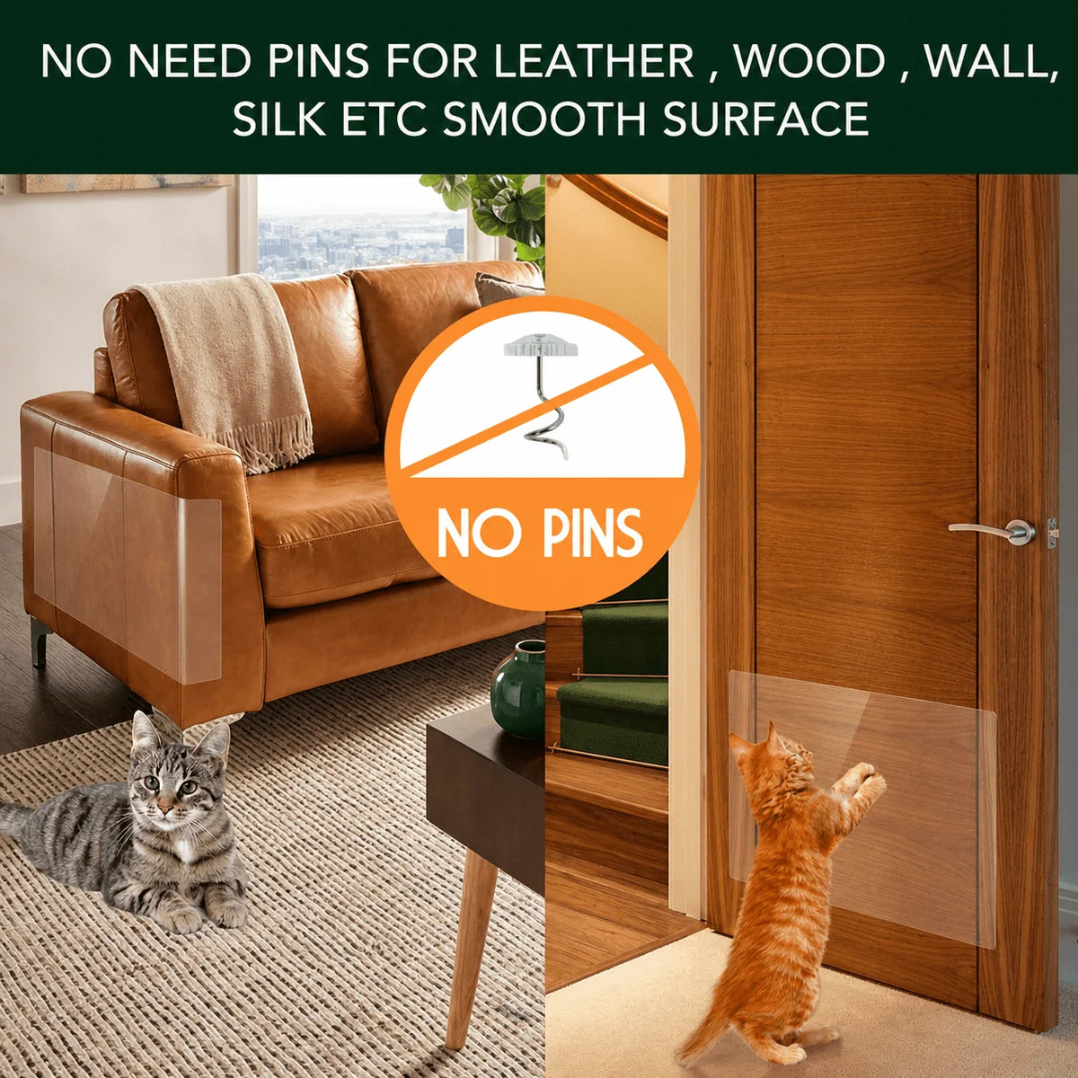 Cat Scratch Protector Clear Self-Adhesive Set of 8