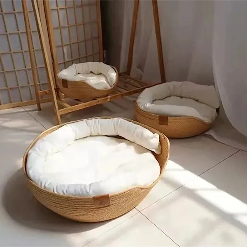 Cat Sofa Bamboo Frame Breathable Cotton Cushion Removable Washable Cover
