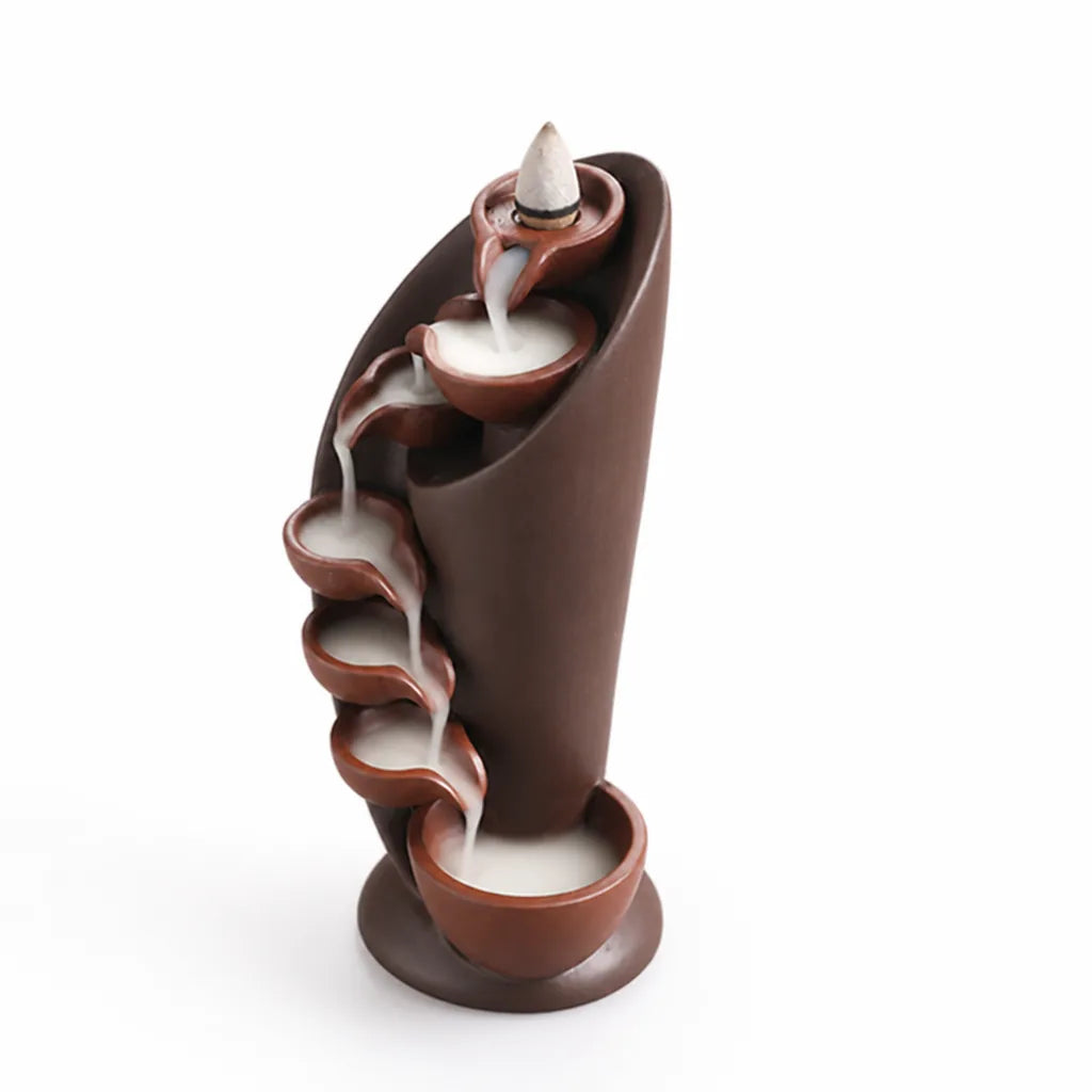 Ceramic Torch Design Incense Waterfall Burner (For Home And Meditation)