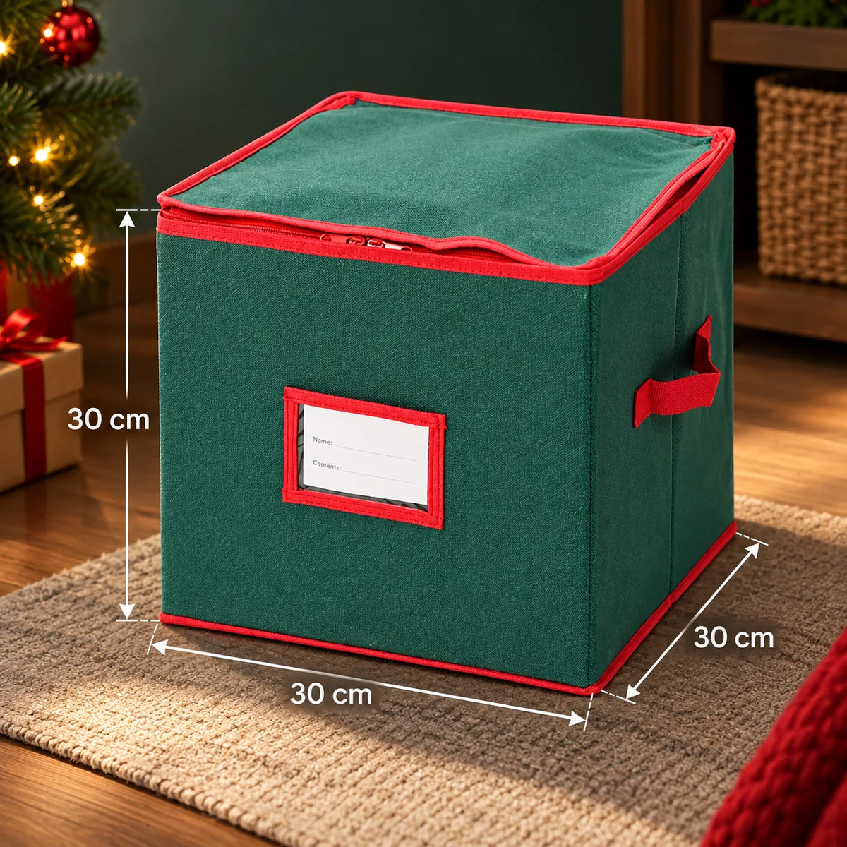 Christmas Ornament Storage Box Adjustable Dividers & Clear Window
