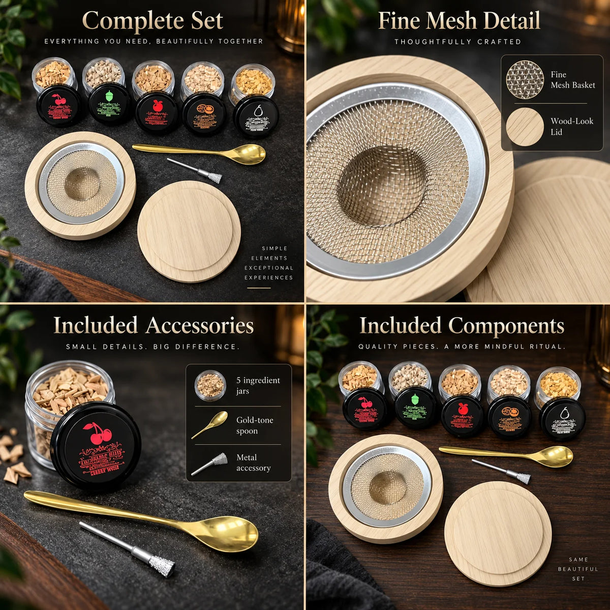 Cocktail Smoker Kit Natural Wood Top 5 Wood Flavors