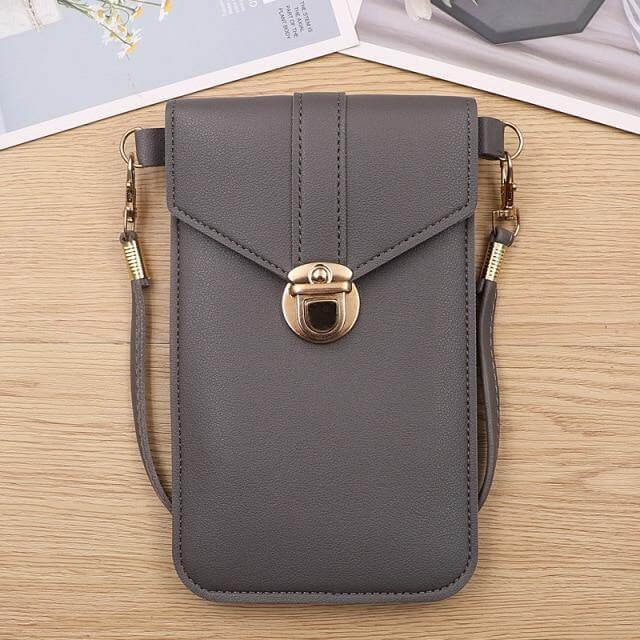 Crossbody Phone Bag PU Leather Touchscreen Window Multiple Pockets