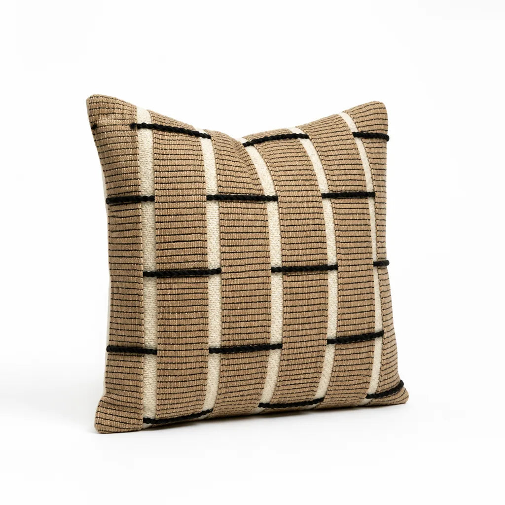 Cushion Cover Textured Check Woven Cotton Blend