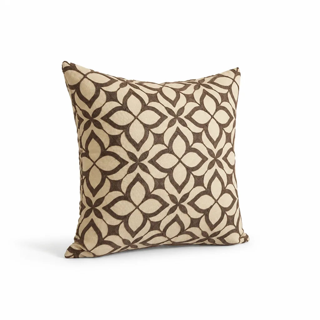 Decorative Pillow Cover Paisley Relief Embroidery Linen-Look