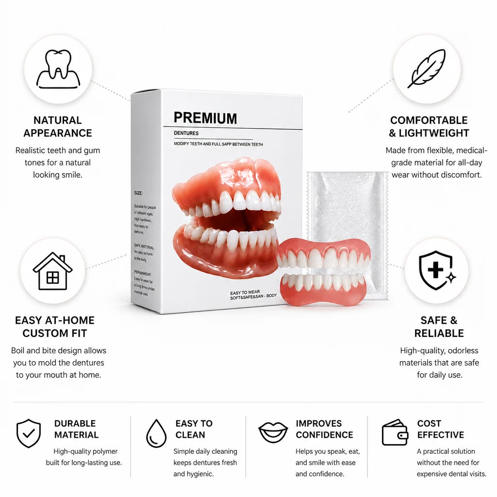 Denture Set Boil-And-Bite Custom Fit Upper & Lower