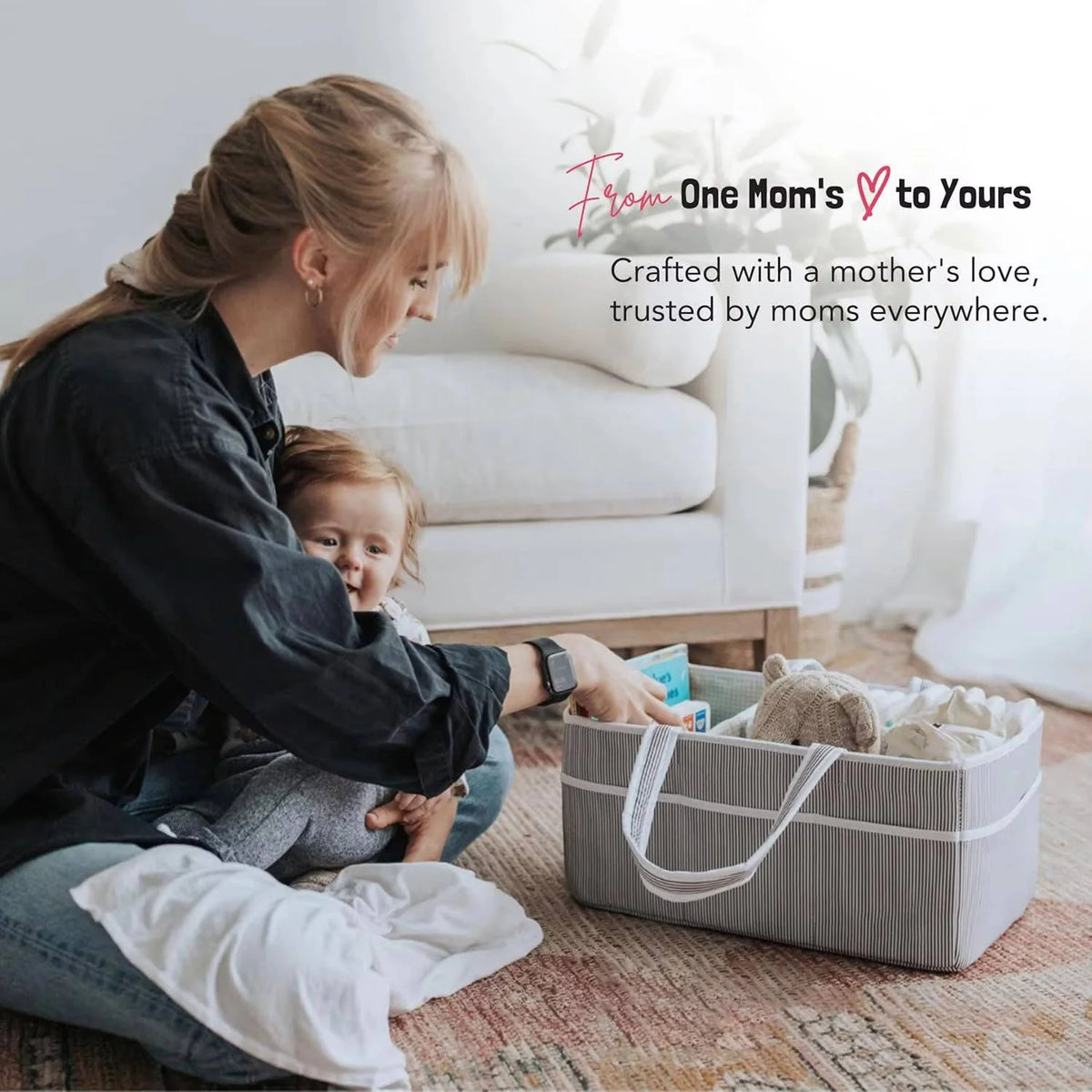 Diaper Caddy Organizer Collapsible Water-Resistant Three Compartments