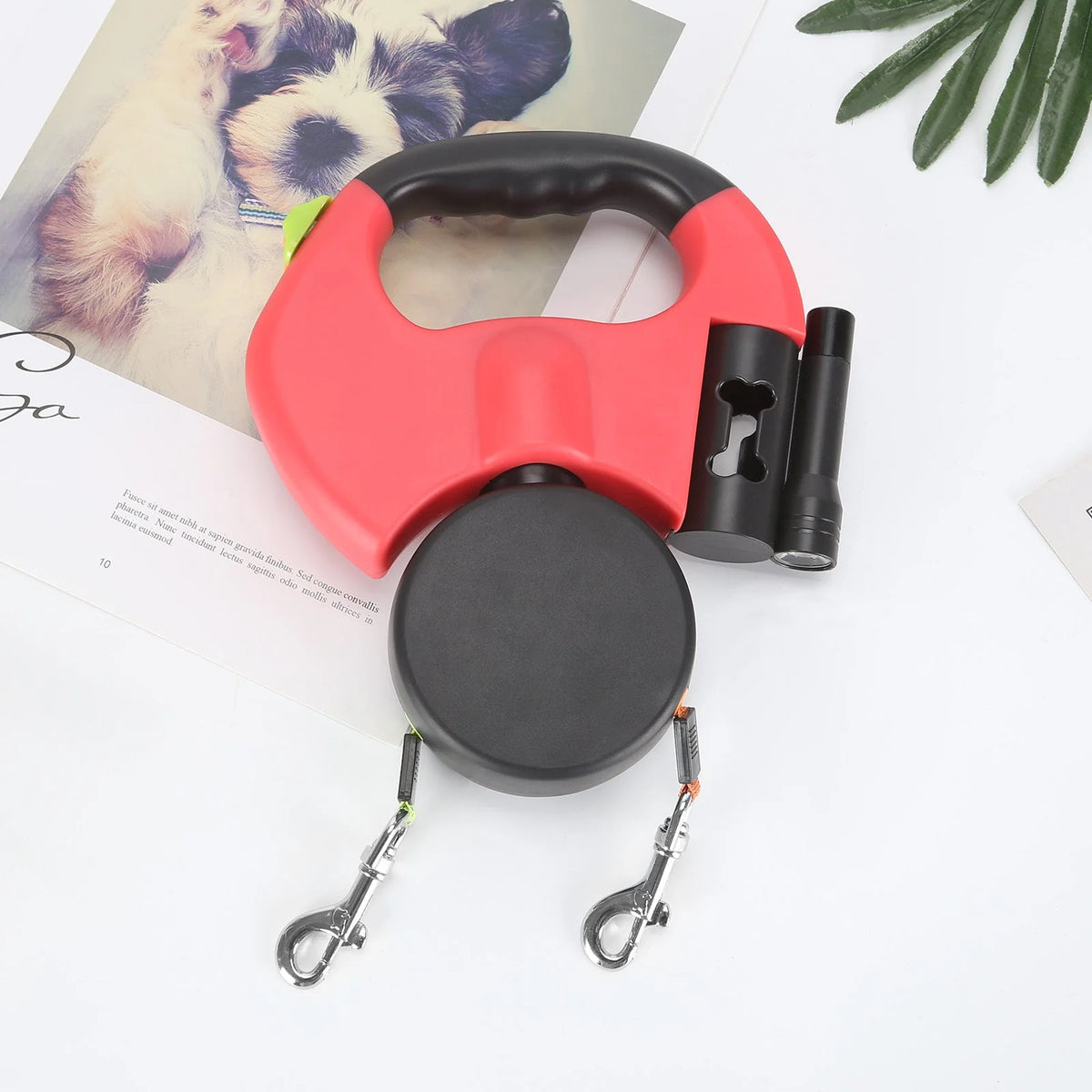 Double Retractable Leash 360° Swivel & LED Light