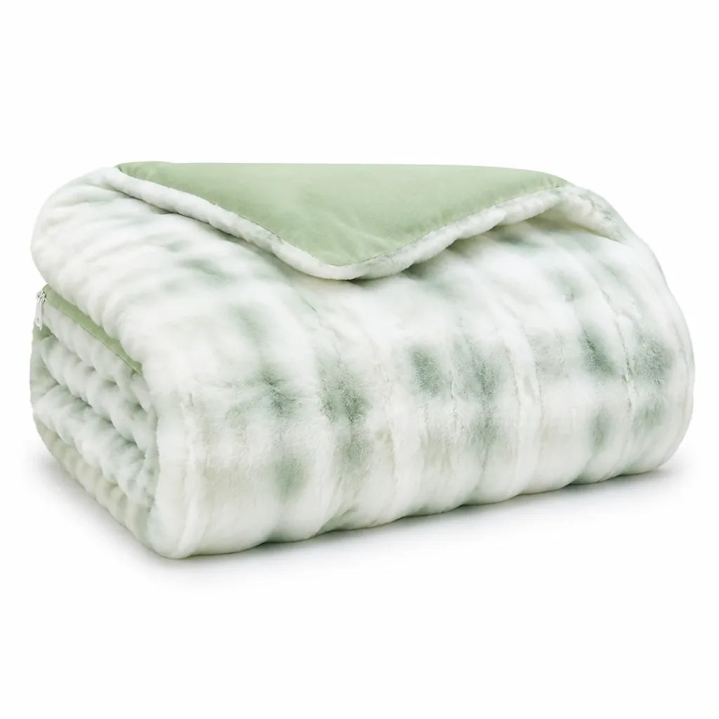 Duvet Cover Reversible Quilted Rabbit Fur & Milk Velour