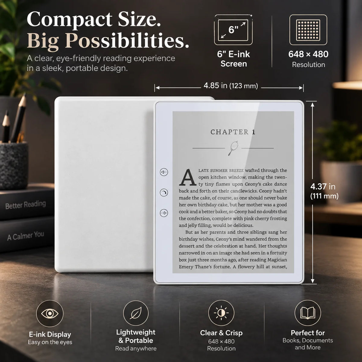 E-Reader 6-Inch E-Ink Touchscreen 32GB Expandable Storage