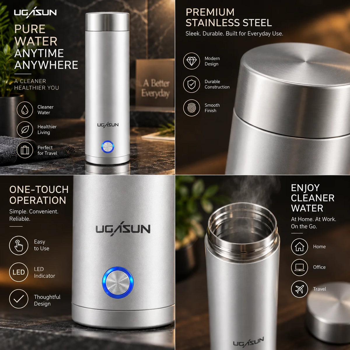Electric Kettle Portable 15oz Stainless Steel Interior & Temperature Presets