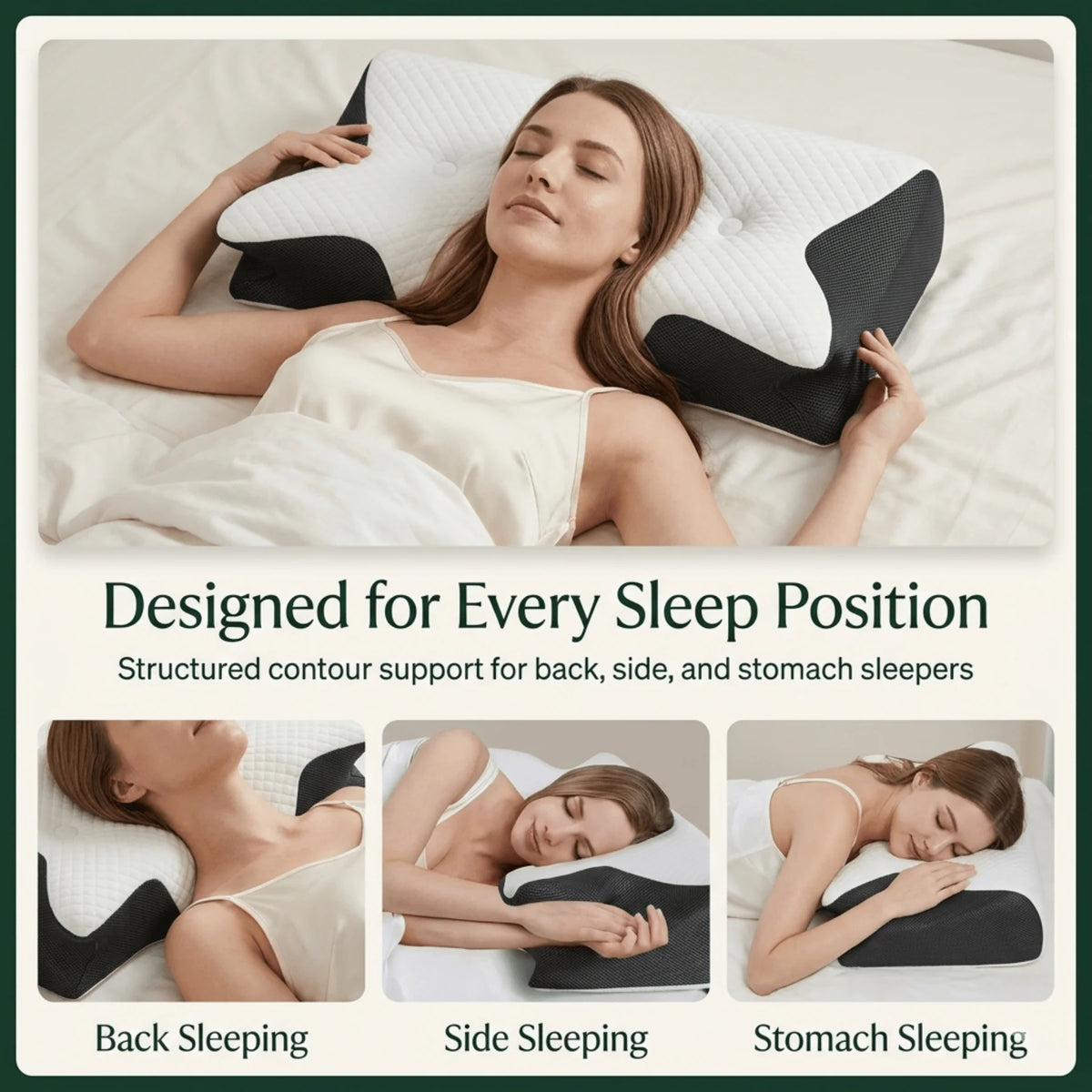 Ergonomic Pillow Butterfly Contour Dual-Height Memory Foam