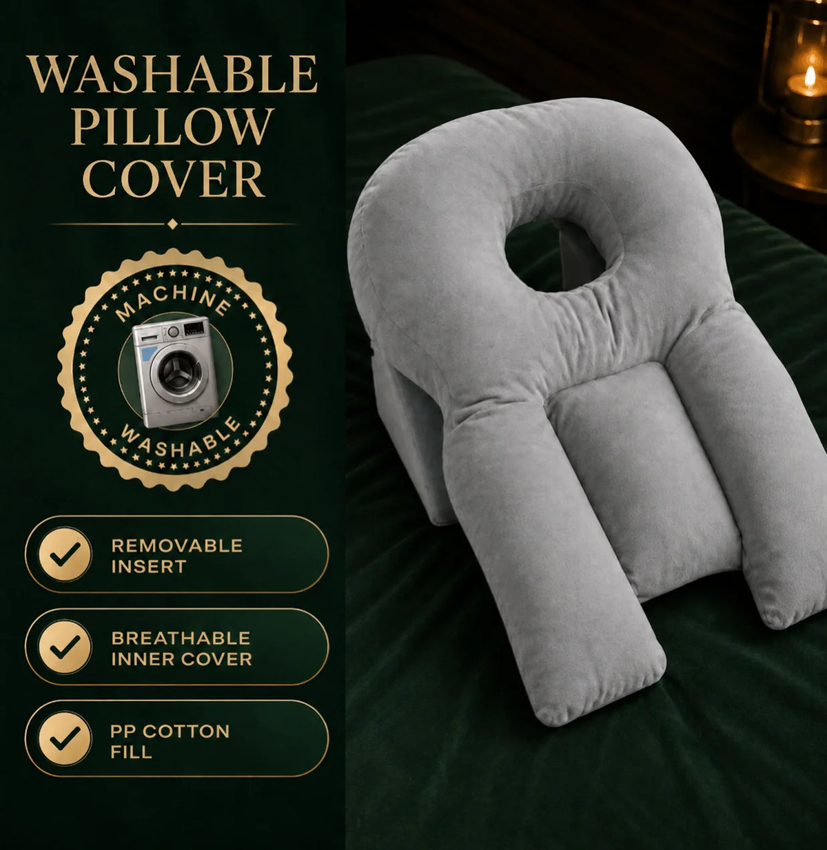 Face-Down Pillow Built-In Face Opening Firm Support