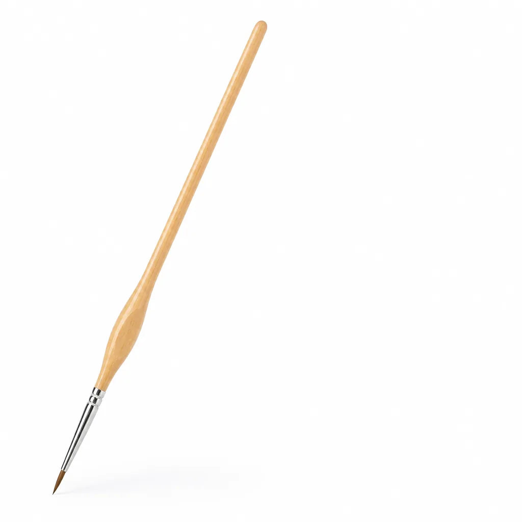 Fine Round Wooden Handle Detail Paint Brush (For Acrylic, Oil & Watercolor)