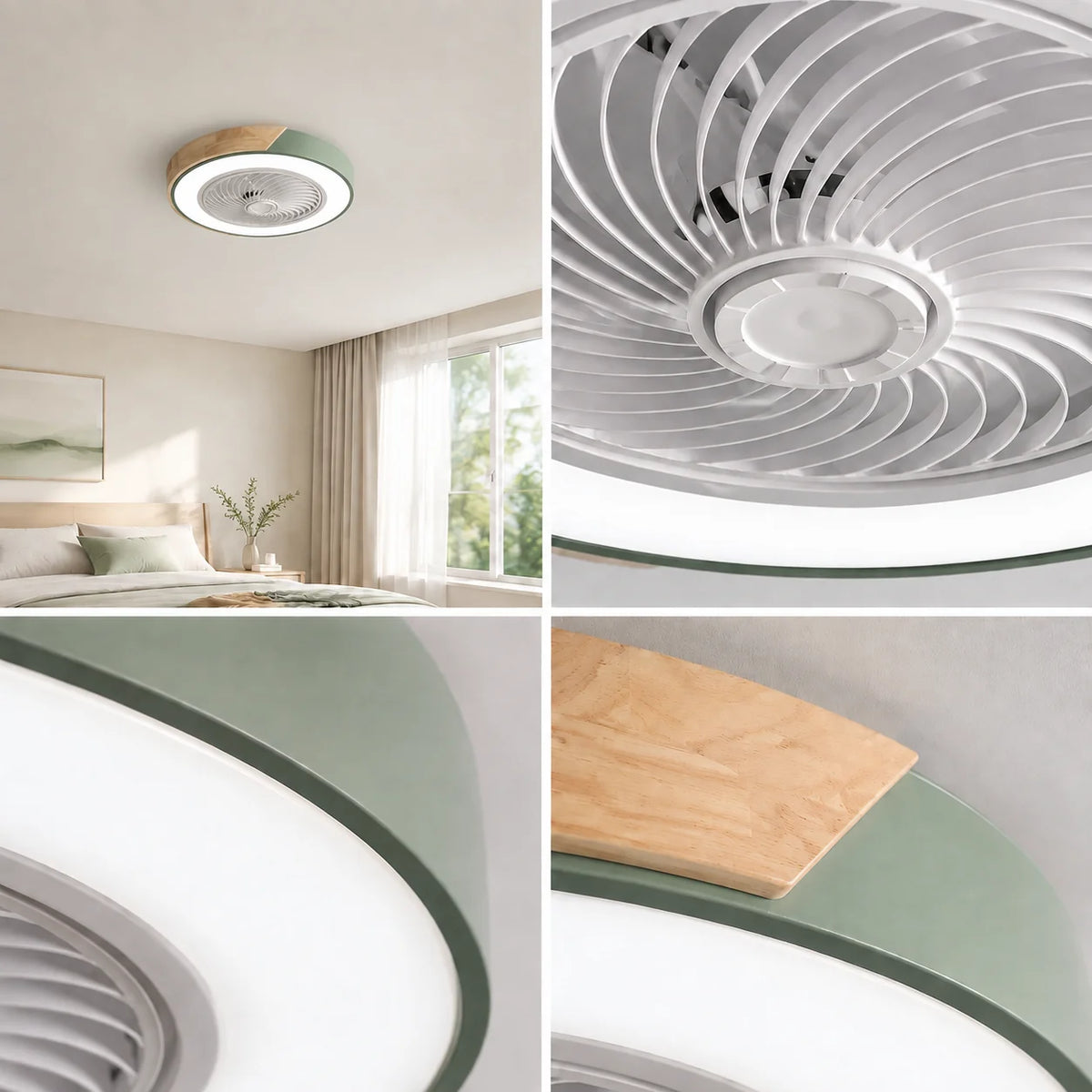 Flush Mount Ceiling Fan Low-Profile Reversible Motor & Dimmable LED