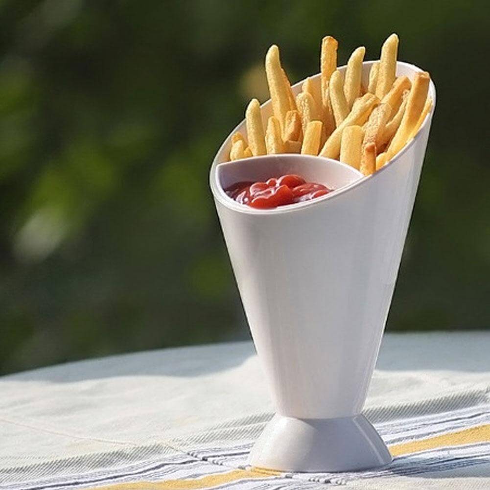 French Fry Cone Dual Compartment BPA-Free Dishwasher-Safe