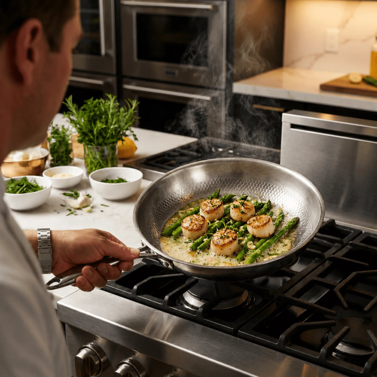 Frying Pan Set Hammered Titanium Natural Non-Stick 3-Piece