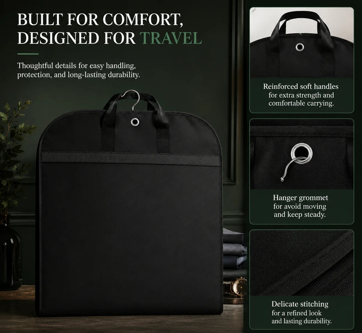 Garment Bag 2-Pack Waterproof Gusseted Clear Front Window