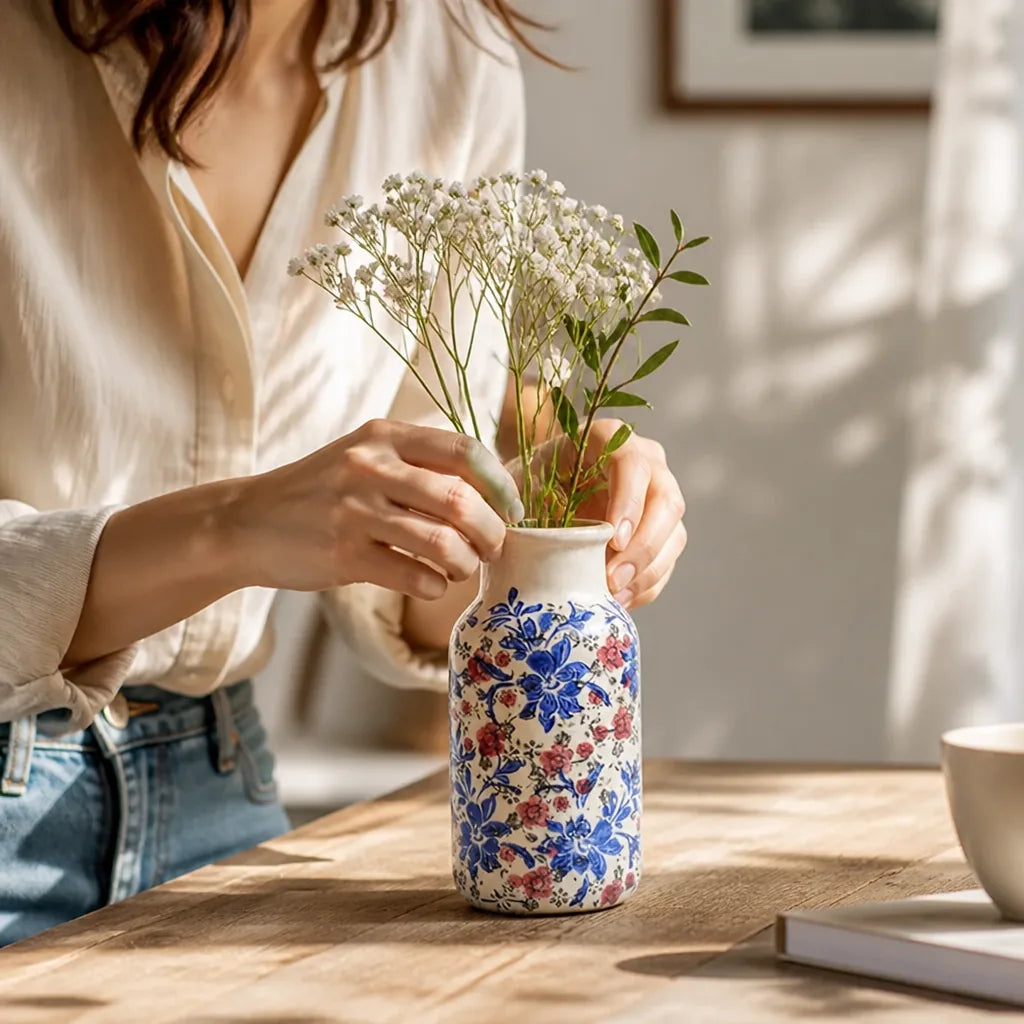 Handcrafted Floral Ceramic Flower Vase