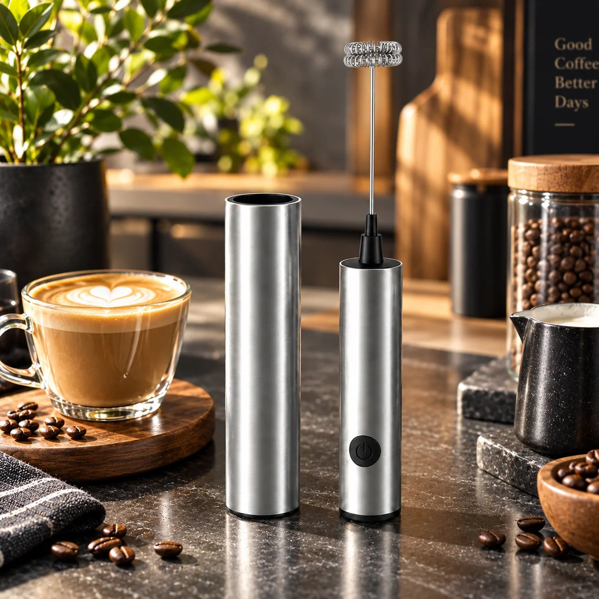 Handheld Milk Frother Battery-Powered Double Spring Whisk