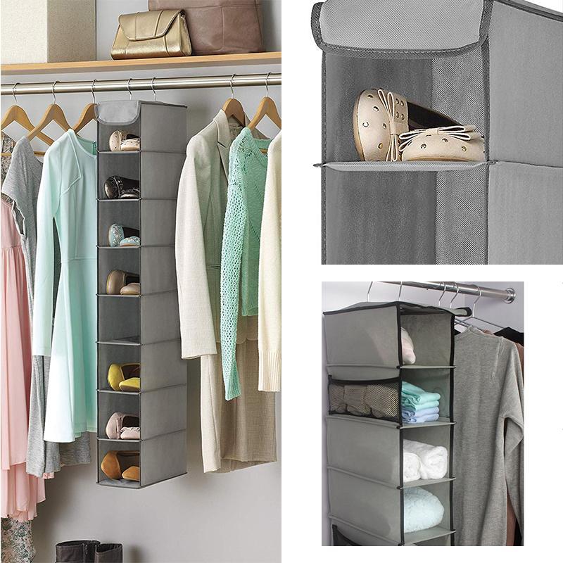 Hanging Shoe Organizer 10 Compartments Breathable Fabric
