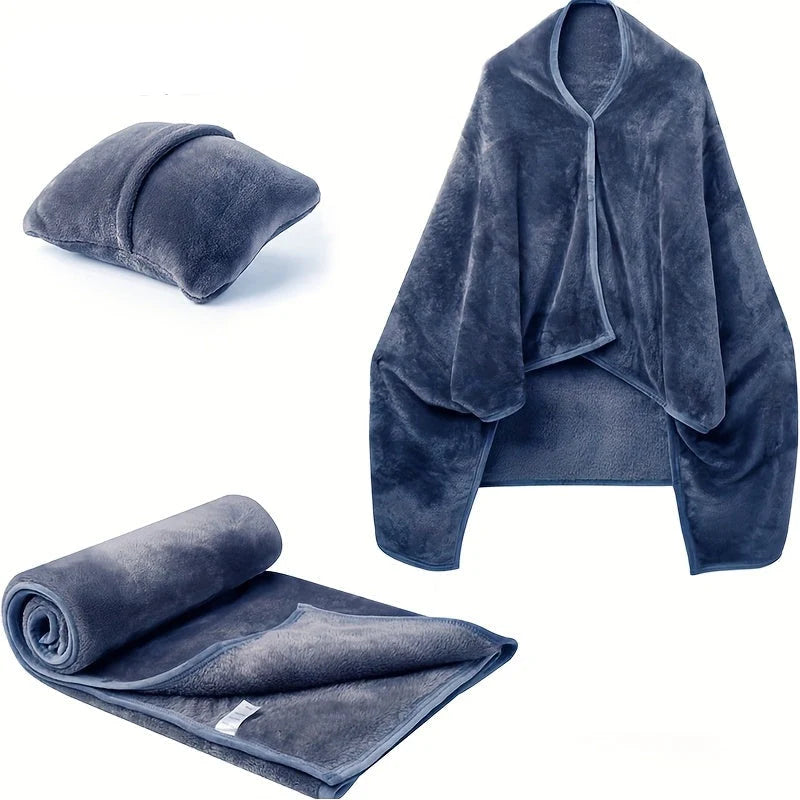 Heated Blanket 2-in-1 Convertible Pillow Portable Button Closure