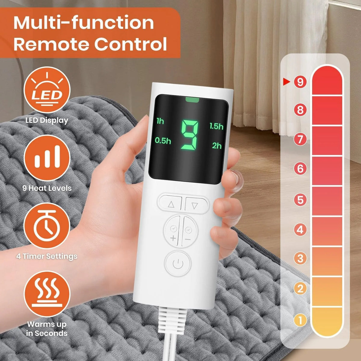Heated Massage Blanket Rapid Heating Adjustable Massage Plush