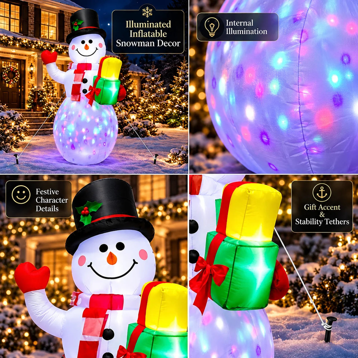 Inflatable Snowman LED Light-Up Plug-In 5 Ft