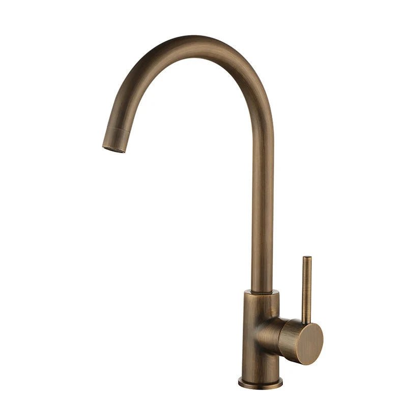 Kitchen Faucet Antique Brass 360° Swivel Stainless Steel Single Handle