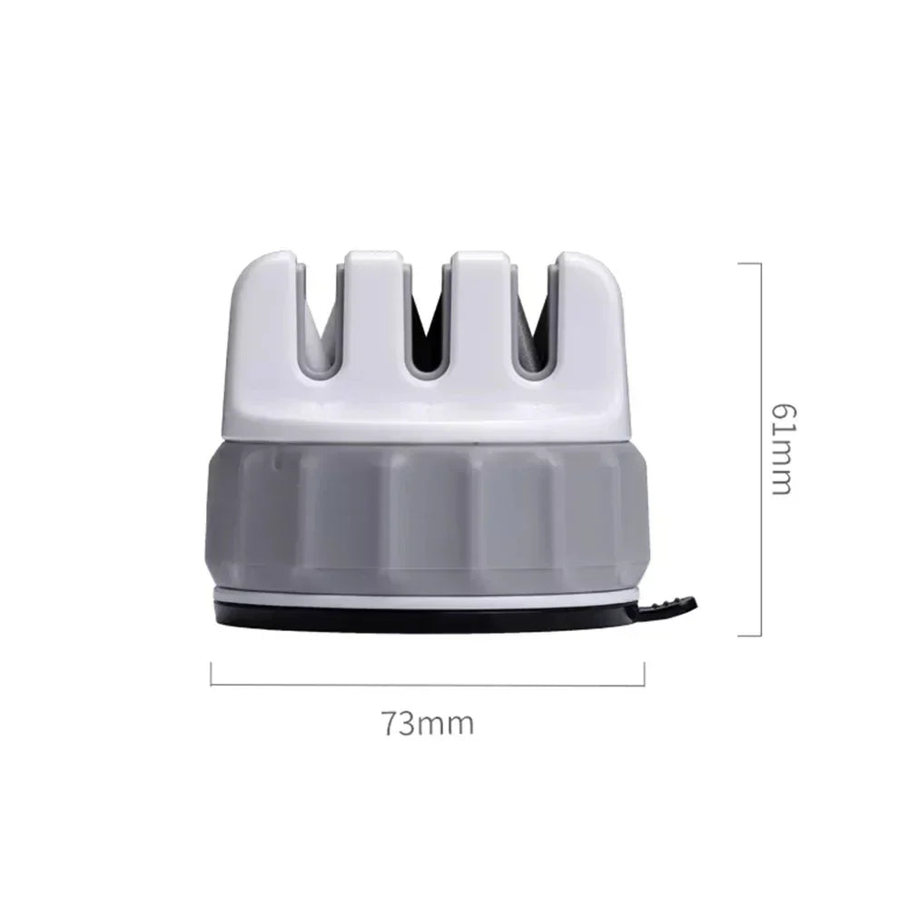 Knife Sharpener Triple-Wheel Coarse & Fine Grits Suction Base