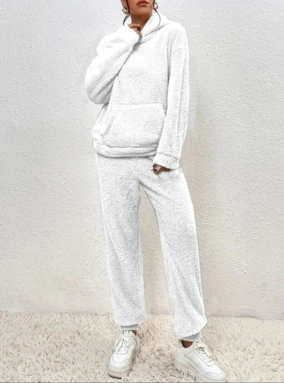 Loungewear Set Teddy Fleece Hoodie & Pants Relaxed Fit
