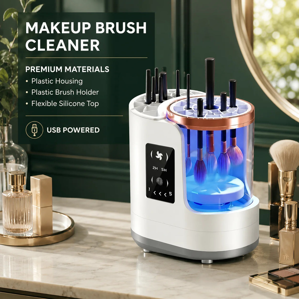 Makeup Brush Cleaner Automatic Wash & Air-Dry USB-Powered