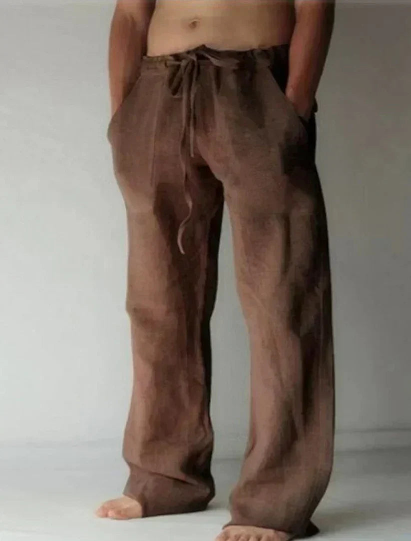 Men's Pants Breathable Cotton-Linen Straight Leg