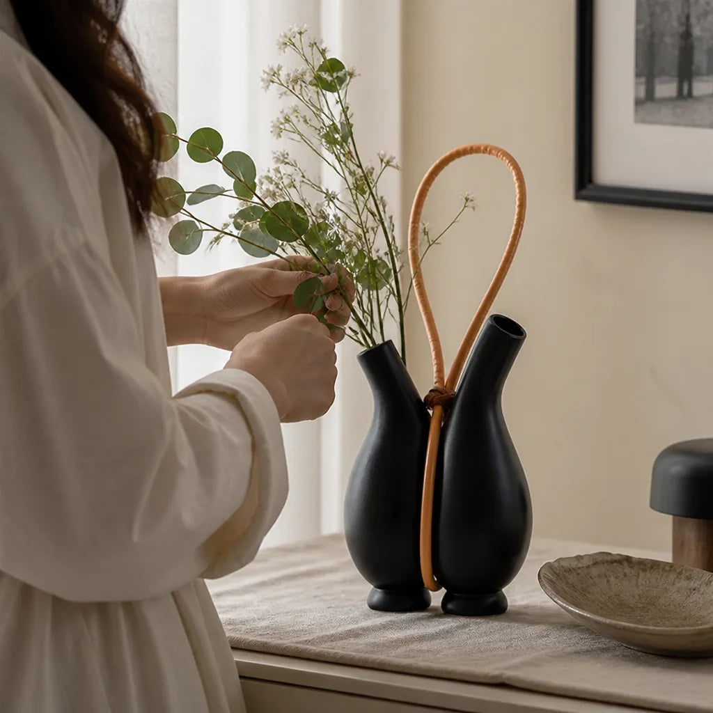 Modern Sculptural Smooth-Finish Flower Vase