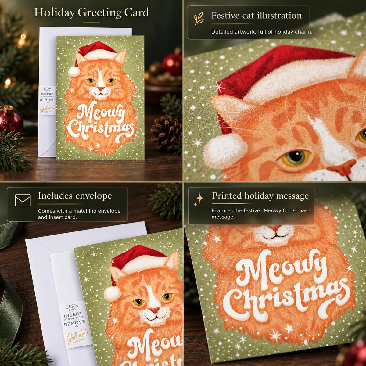 Musical Prank Greeting Card Looping Meow & Hidden Glitter