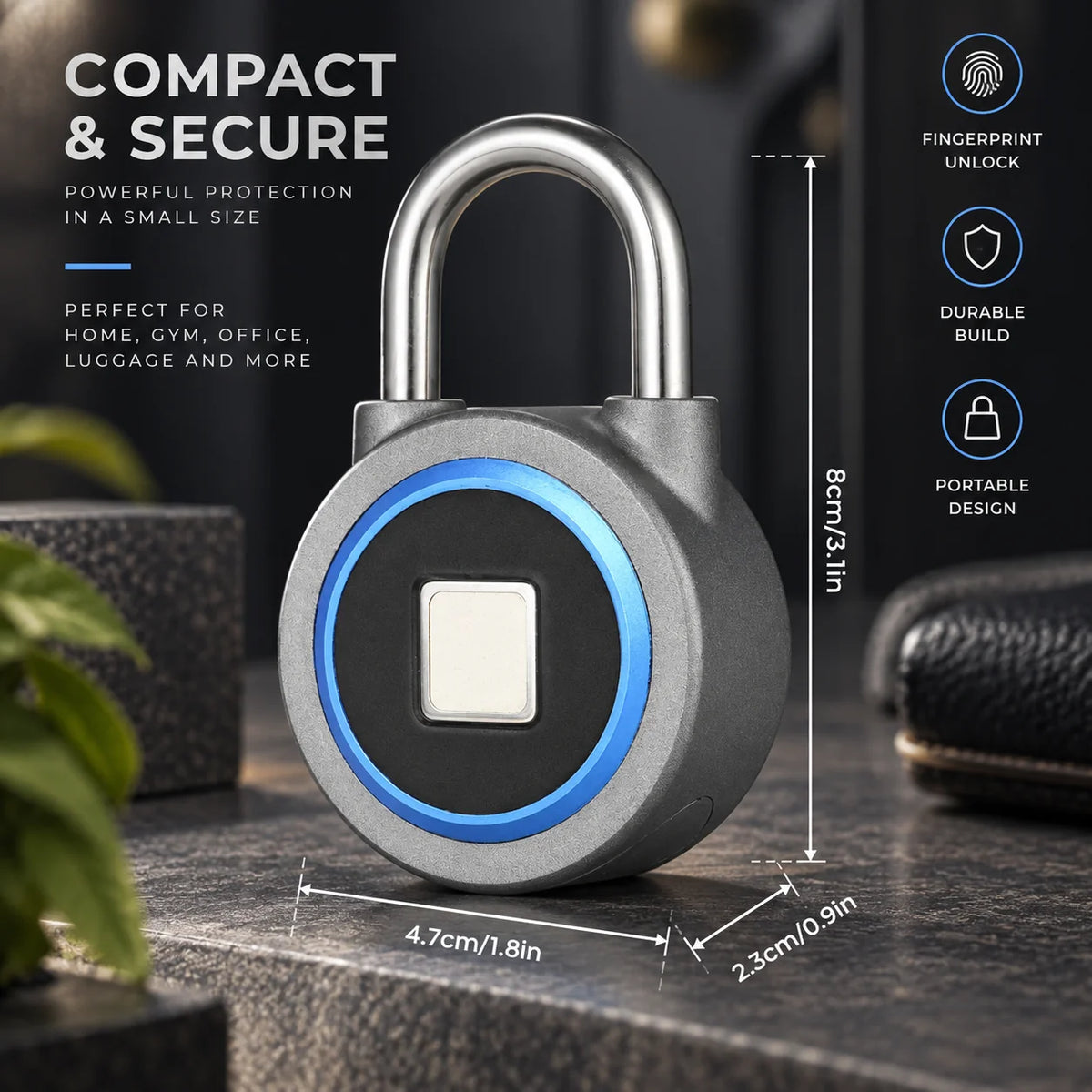 Padlock Fingerprint & Bluetooth App IP65