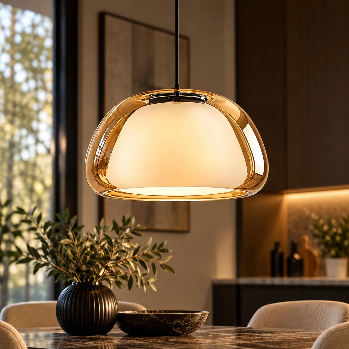 Pendant Light Frosted Glass Dome Soft Diffused Glow