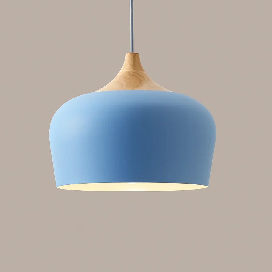 Pendant Light Soft Pastel Finish Wood Collar Adjustable Cord