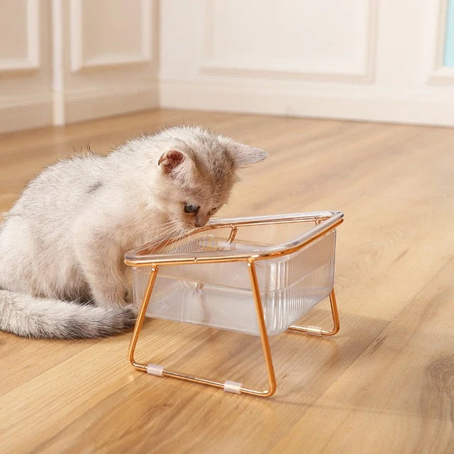 Pet Bowl Set Raised Tilted Stand Removable Bowls Non-Slip Base