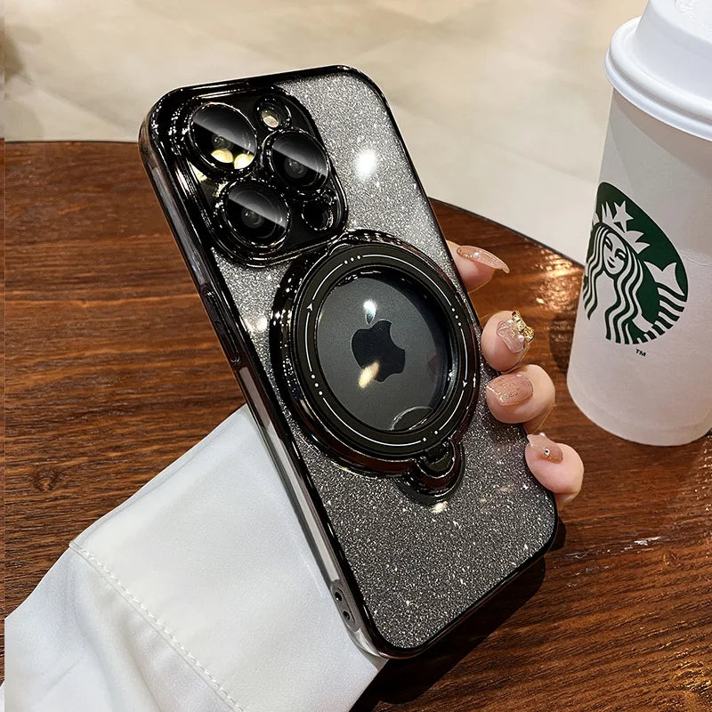 Phone Case Glitter Finish Magnetic & Wireless Charging Compatible