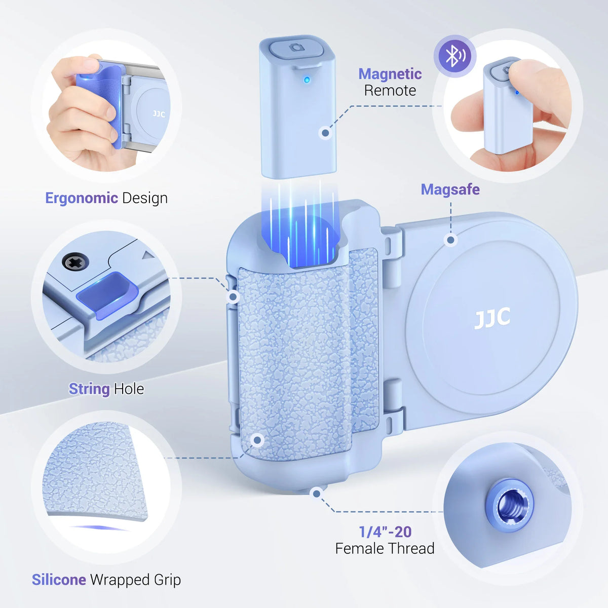 Phone Holder Magnetic Foldable Stand With Bluetooth Remote