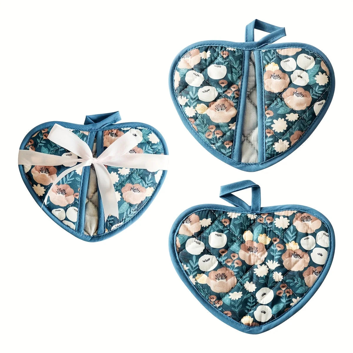 Pot Holder Set Heat Resistant Heart Shaped 2 Pieces